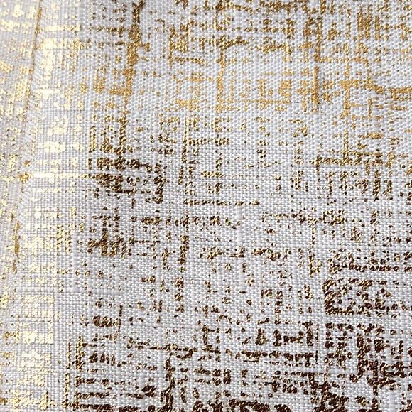 Holiday Tablecloth and Beaded Table Runner Set Gold & Cream Festive Cross Hatch - Picture 9 of 12